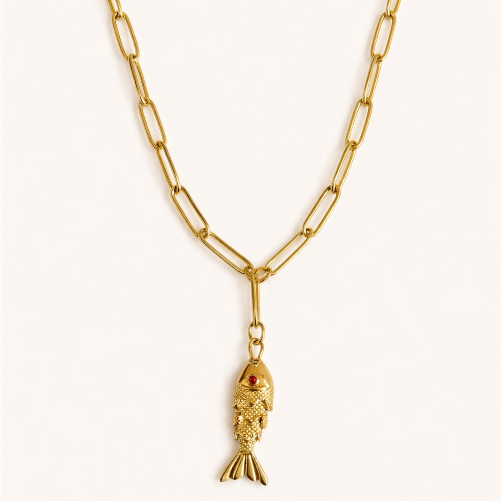 Gold Fish Pendant Necklace